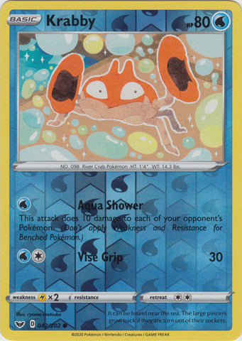 Pokemon Single Card - Sword & Shield 042/202 Krabby Reverse Holo Common Pack Fresh
