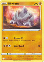 Pokemon Single Card - Sword & Shield 097/202 Rhyhorn Common Pack Fresh