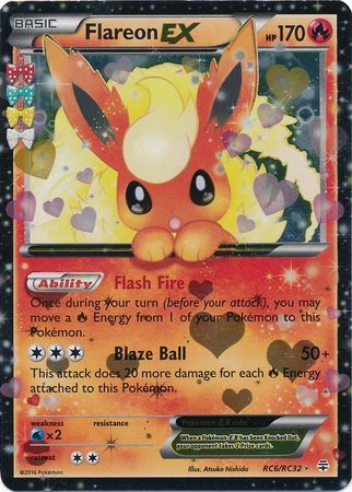 Pokemon Single Card - Generations Radiant Collection RC06/RC32 Flareon EX Rare Near Mint