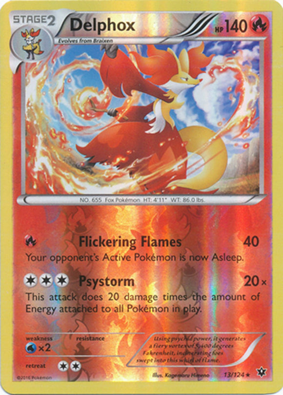 Pokemon Single Card - Fates Collide 013/124 Delphox Reverse Holo Rare Near Mint