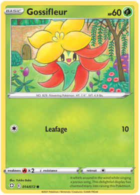Pokemon Single Card - Shining Fates 014/072 Gossifleur Common Pack Fresh