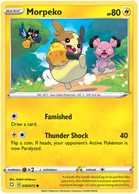 Pokemon Single Card - Shining Fates 036/072 Morpeko Common Pack Fresh