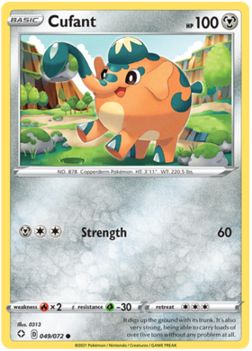 Pokemon Single Card - Shining Fates 049/072 Cufant Common Pack Fresh