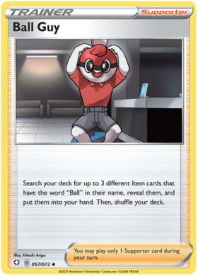 Pokemon Single Card - Shining Fates 057/072 Ball Guy Uncommon Pack Fresh