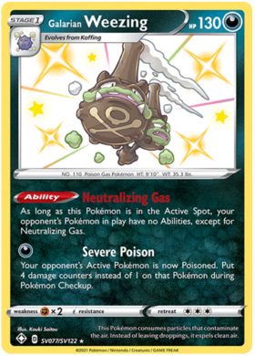 Pokemon Single Card - Shining Fates SV077/SV122 Galarian Weezing Pack Fresh