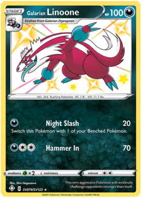 Pokemon Single Card - Shining Fates SV079/SV122 Galarian Linoone Pack Fresh