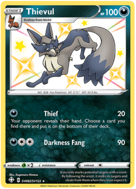 Pokemon Single Card - Shining Fates SV082/SV122 Thievul Pack Fresh