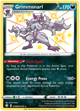 Pokemon Single Card - Shining Fates SV085/SV122 Grimmsnarl Pack Fresh