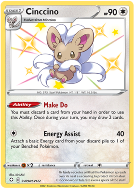 Pokemon Single Card - Shining Fates SV094/SV122 Cinccino Pack Fresh