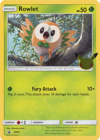 Pokemon Jumbo Promo Card - Pokemon's 25th Anniversary SM01 Rowlet ME Collectables Pokemon Jumbo Promo Card - Pokemon's 25th Anniversary SM01 Rowlet ME Collectables