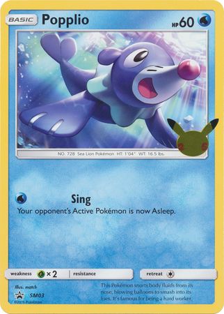 Pokemon Jumbo Promo Card - Pokemon's 25th Anniversary SM03 Popplio