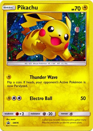 Pokemon Single Card - Sun & Moon Promo SM76 Pikachu Holo Near Mint Condition