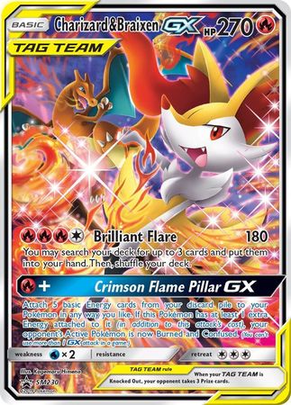 Pokemon Single Card - Sun & Moon Promo SM230 Charizard & Braixen GX Tag Team Mint Condition