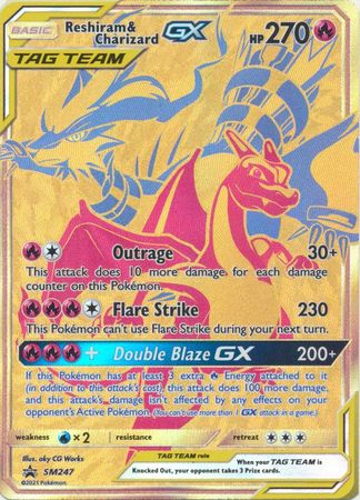 Pokemon Single Card - Sun & Moon Promo SM247 Reshiram & Charizard GX Mint Condition