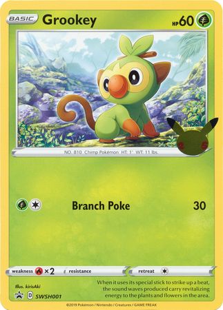 Pokemon Jumbo Promo Card - Pokemon's 25th Anniversary SWSH001 Grookey