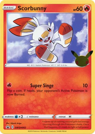 Pokemon Jumbo Promo Card - Pokemon's 25th Anniversary SWSH002 Scorbunny