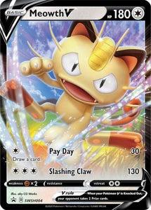 Pokemon Single Card - Sword & Shield Promo SWSH004 Meowth V Mint Condition