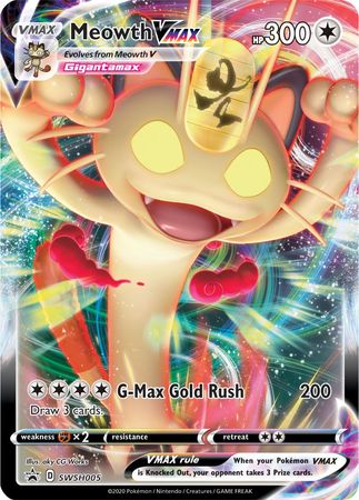 Pokemon Jumbo Promo Card - SWSH005 Meowth VMax Mint Condition