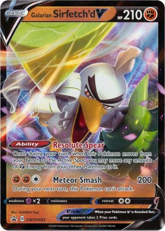 Pokemon Jumbo Promo Card - SWSH043 Galarian Sirfetch'd V Mint Condition