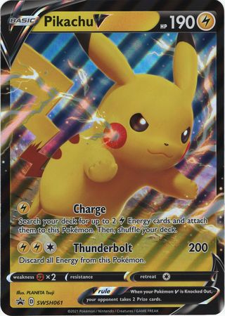 Pokemon Single Card - Sword & Shield Promo SWSH061 Pikachu V Mint Condition