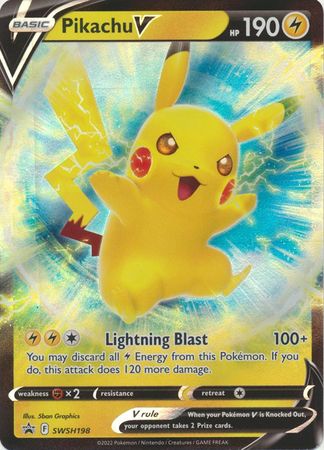 Pokemon Single Card - Sword & Shield Promo SWSH198 Pikachu V Mint Condition