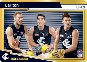 AFL Single Card - Teamcoach 2022 BF-03 Best & Fairest Carlton Gold Card Pack Fresh