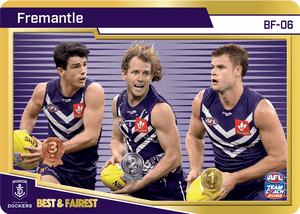 AFL Single Card - Teamcoach 2022 BF-06 Best & Fairest Fremantle Gold Card Pack Fresh