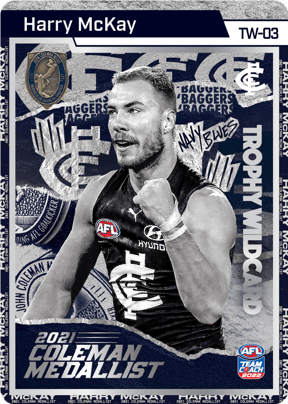 AFL Single Card - Teamcoach 2022 TW-03 Harry McKay Silver Trophy Wild Card Card Pack Fresh