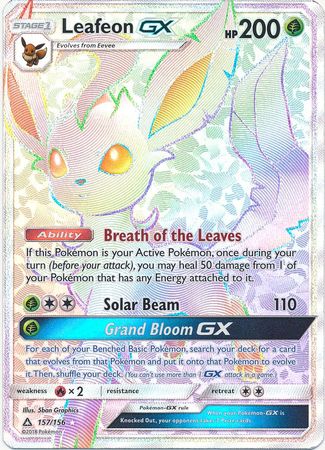 Pokemon Single Card - Ultra Prism 157/156 Leafeon GX Secret Rare Full Art Near Mint