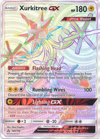 Pokemon Single Card - Ultra Prism 160/156 Xurkitree GX Secret Rare Full Art Near Mint