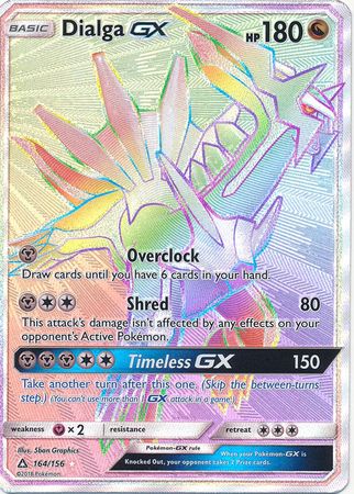 Pokemon Single Card - Ultra Prism 164/156 Dialga GX Secret Rare Full Art Pack Fresh