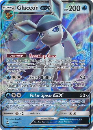 Pokemon Single Card - Ultra Prism 039/156 Glaceon GX Pack Fresh