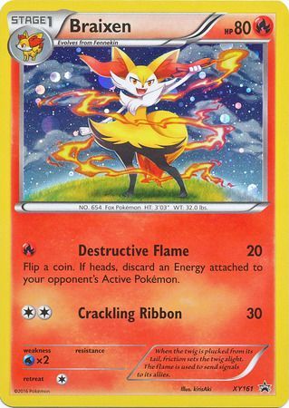 Pokemon Single Card - XY Promo XY161 Braixen Holo Near Mint Condition