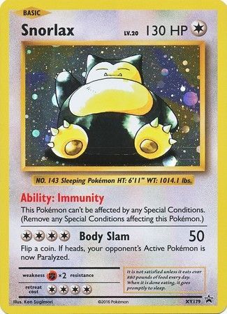 Pokemon Single Card - XY Promo XY179 Snorlax Holo Light Play