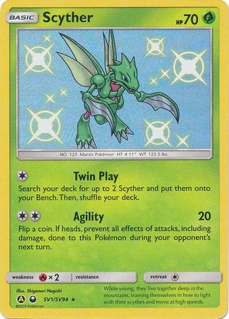 Pokemon Single Card - Hidden Fates Shiny Vault Subset SV01/SV94 Scyther Shiny Rare Pack Fresh
