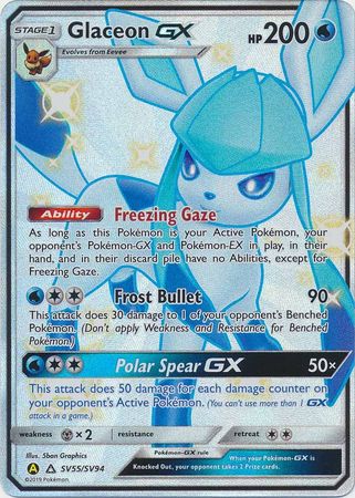 Pokemon Single Card - Hidden Fates Shiny Vault Subset SV55/SV94 Glaceon GX Ultra Rare Pack Fresh