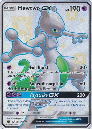 Pokemon Single Card - Hidden Fates Shiny Vault Subset SV59/SV94 Mewtwo GX Shiny Pack Fresh