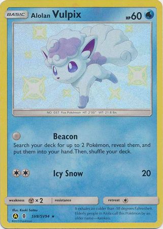 Pokemon Single Card - Hidden Fates Shiny Vault Subset SV08/SV94 Alolan Vulpix Shiny Rare Pack Fresh