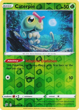 Pokemon Single Card - Rebel Clash 001/192 Caterpie Reverse Holo Common Pack Fresh