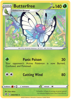 Pokemon Single Card - Rebel Clash 003/192 Butterfree Rare Pack Fresh