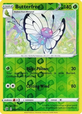 Pokemon Single Card - Rebel Clash 003/192 Butterfree Reverse Holo Rare Pack Fresh