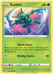 Pokemon Single Card - Rebel Clash 004/192 Scyther Common Pack Fresh