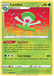 Pokemon Single Card - Rebel Clash 008/192 Lombre Uncommon Pack Fresh