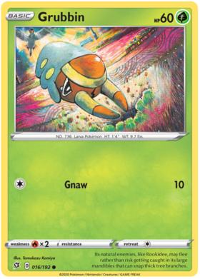 Pokemon Single Card - Rebel Clash 016/192 Grubbin Common Pack Fresh