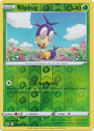 Pokemon Single Card - Sword & Shield 017/202 Blipbug Reverse Holo Common Pack Fresh