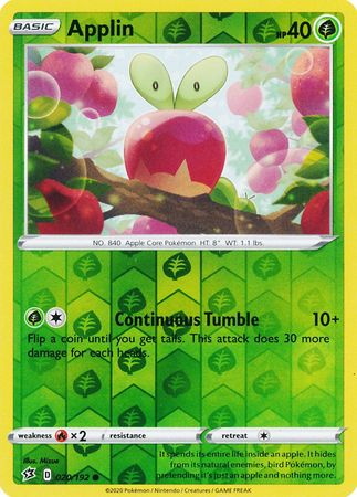 Pokemon Single Card - Rebel Clash 020/192 Applin Reverse Holo Common Pack Fresh
