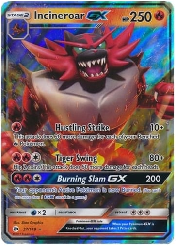 Pokemon Single Card - Sun & Moon Base Set 027/149 Incineroar GX Pack Fresh