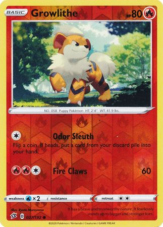 Pokemon Single Card - Rebel Clash 027/192 Growlithe Reverse Holo Common Pack Fresh