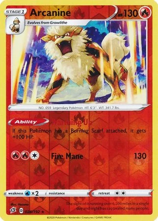 Pokemon Single Card - Rebel Clash 028/192 Arcanine Reverse Holo Rare Pack Fresh
