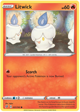 Pokemon Single Card - Rebel Clash 031/192 Litwick Common Pack Fresh